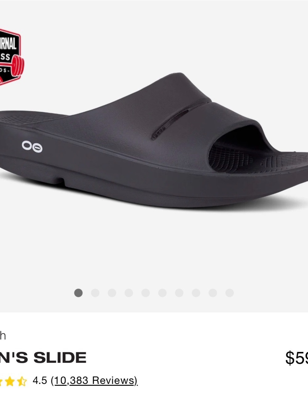 OOFOS Black Men's Recovery Slide